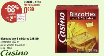 Géant Casino Casino biscottes aux 6 céréales offre