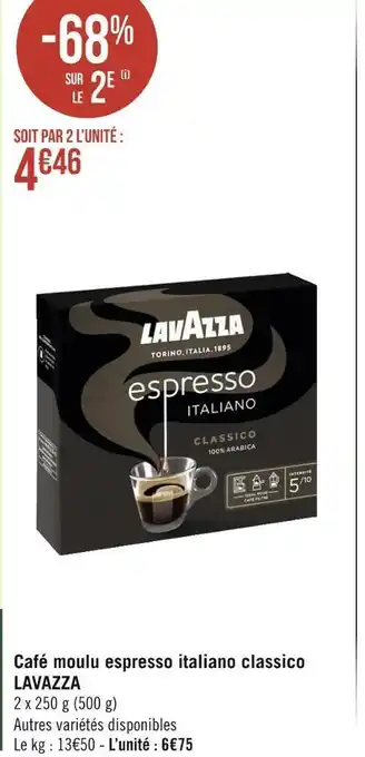 Géant Casino Lavazza café moulu espresso italiano classico offre