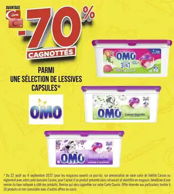 Géant Casino Omo bon plan sur une sélection de lessives capsules de la marque omo* offre