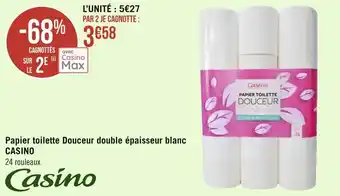 Géant Casino Casino papier toilette douceur double épaisseur blanc offre