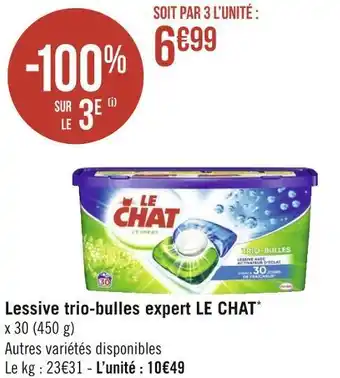 Géant Casino Le chat lessive trio-bulles expert* offre