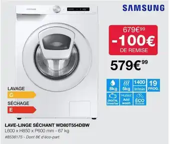 Costco Lave-linge séchant samsung offre