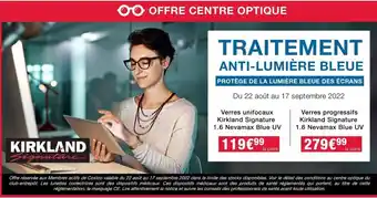 Costco Traitement anti-lumière bleue kirkland signature offre