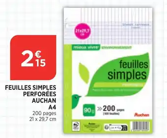 Feuilles Simples Perforées Auchan a4