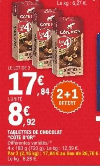 E.Leclerc Tablettes De Chocolat "Cote D'or" offre
