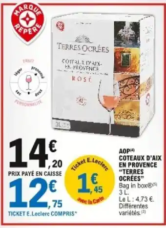E.Leclerc Aop Coteaux AD'Aix En Provence "Terres Ocrèes" offre