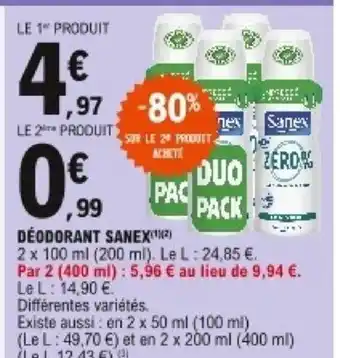 E.Leclerc Déodorant Sanex offre