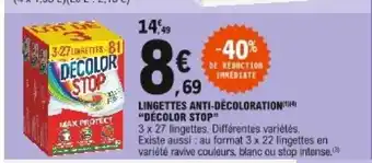 E.Leclerc Lingettes Anti-Décoloration "Décolor Stop" offre