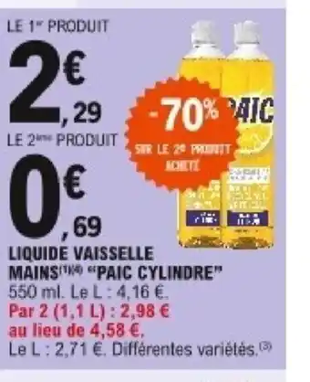 E.Leclerc Liquide Vaisselle Mains "Paic Cynlindre" offre