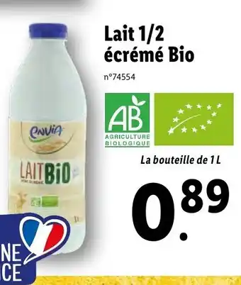 Lidl Lait 1/2 écrémé bio offre