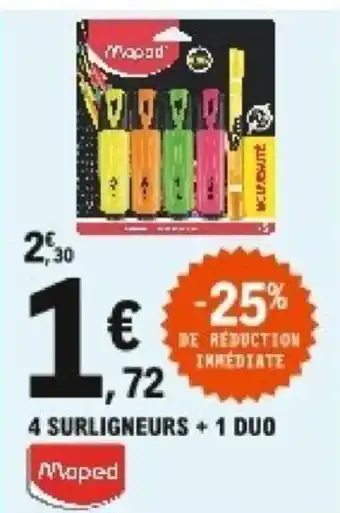 E.Leclerc MAPED 4 surligneurs + 1 duo offre