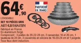 E.Leclerc Set 10 pièces gris offre