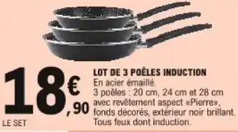 E.Leclerc Lot de 3 poêles induction offre