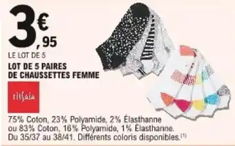 E.Leclerc Lot de 5 paires de chaussettes femme offre