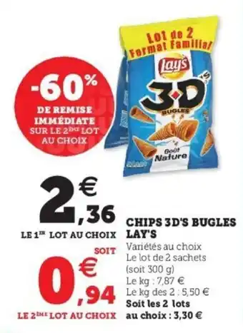Super U LAY'S chips 3D's bugles offre