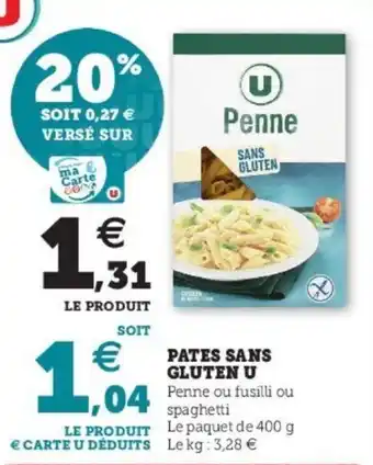 Super U Pates sans gluten u offre