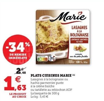 Super U MARIE plats cuisines offre