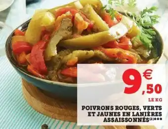 Super U Poivrons rouges, verts et jaunes en lanières assaissonnés offre