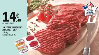 E.Leclerc 16 steaks hachés 20% mat. gr. offre