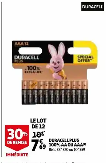 Auchan Duracell plus 100% aa ou aaa offre