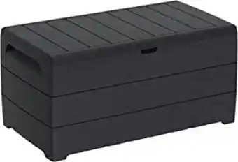 Duramax cedargrain durabox 416l, coffre de rangement extérieur en plastique, coffre de jardin, boîte à coussin en plastiqu...
