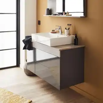 Leroy Merlin Meuble avec vasque à poser sully, 83 x 45,80 vasque a droite, gris anthracite et chene gris, sans miroir offre