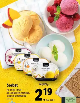 Lidl Sorbet offre