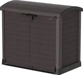 Amazon Duramax, storeaway abri de jardin en plastique avec couvercle en arc de cèdre 1200 l – construction durable et robuste – i... offre