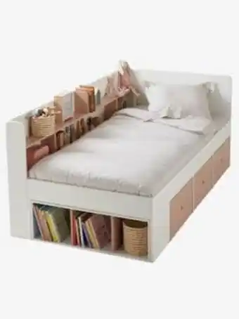 Vertbaudet Lit plateforme enfant avec rangements baseo - blanc/rose offre