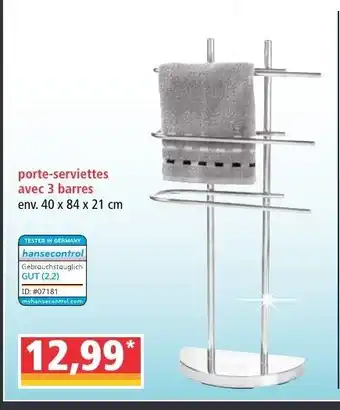 Norma Porte-Serviettes Avec 3 Barres offre