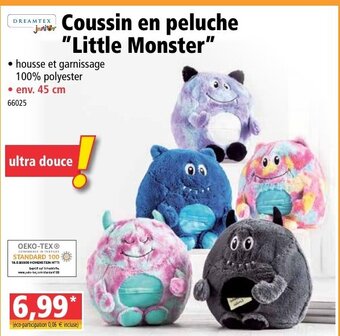 Norma Coussin En Peluche Little Monster offre