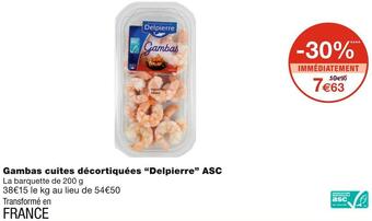 Monoprix Delpierre gambas cuites décortiquées asc offre