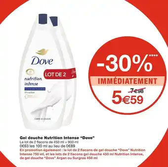 Monoprix Dove gel douche nutrition intense dove offre
