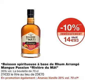 Monoprix Rivière du mât boisson spiritueuse à base de rhum arrangé mangue passion offre