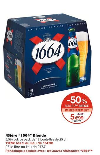 Monoprix 1664 bière blonde offre