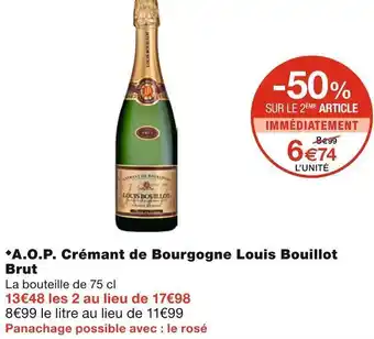 Monoprix Louis bouillot a.o.p. crémant de bourgogne offre