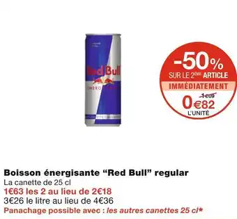 Monoprix Red bull boisson énergisante regular offre