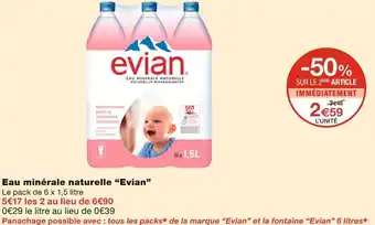Monoprix Evian eau minérale naturelle offre