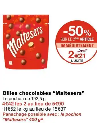 Monoprix Maltesers billes chocolatées offre
