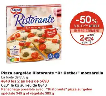 Monoprix Dr oetker pizza surgelée ristorante mozzarella offre