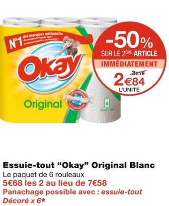 Monoprix Okay essuie-tout original blanc offre