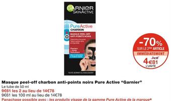 Garnier masque peel-off charbon anti-points noirs pure active