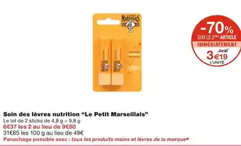 Monoprix Le petit marseillais soin des lèvres nutrition offre