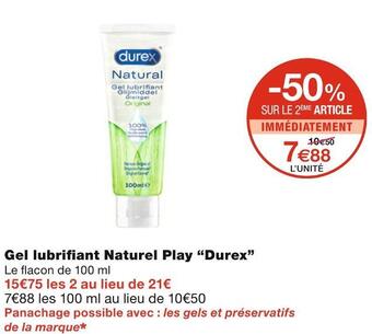 Monoprix Durex gel lubrifiant naturel play offre