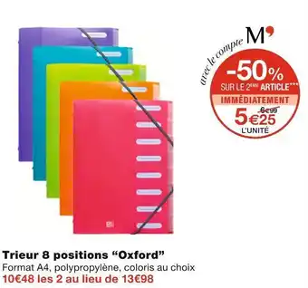 Monoprix Oxford trieur 8 positions offre