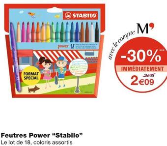 Monoprix Stabilo feutres power offre