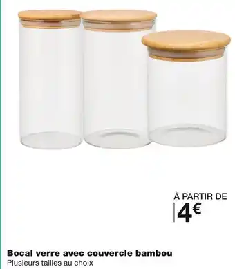 Monoprix Bocal verre avec couvercle bambou offre