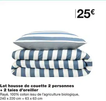 Monoprix Lot housse de couette 2 personnes + 2 taies d’oreiller offre
