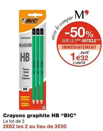 Monoprix Bic crayons graphite hb offre