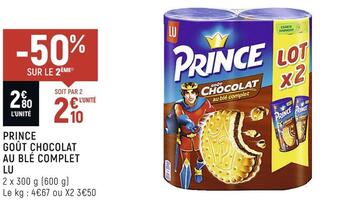 Spar Lu prince goût chocolat au blé complet offre